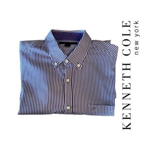 Kenneth Cole New York Purple Striped Shirt w/Classic Embellishments- NWOT Size L